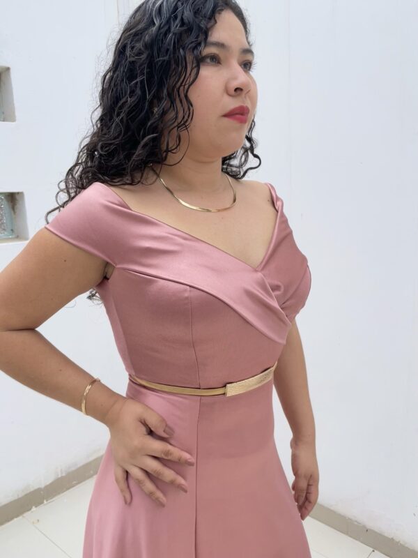 Pink Dress Off-Shoulder: imagen 5