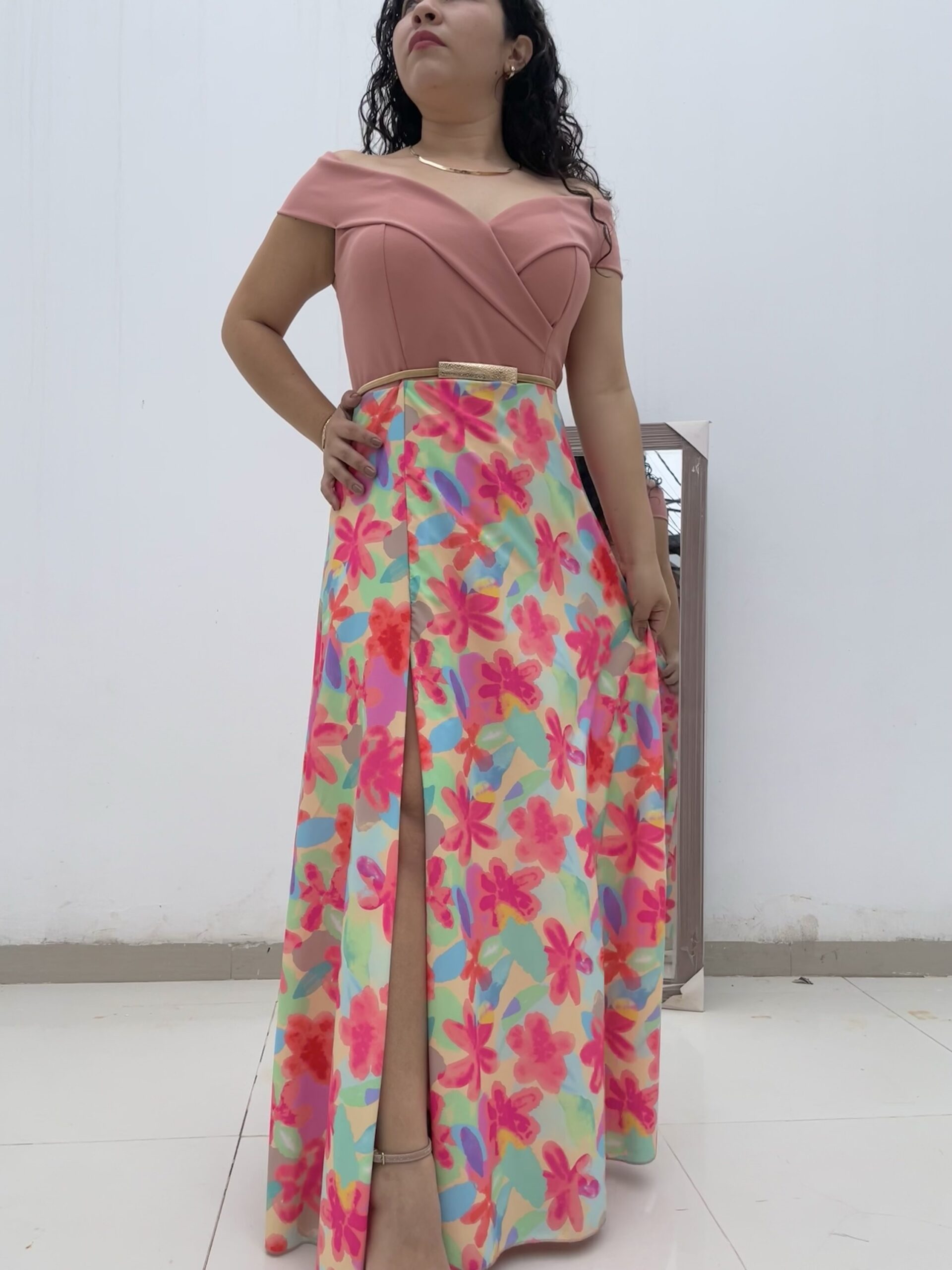 Pink Printed Dress: imagen 1