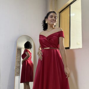 Vestido Olivia satin Rojo vino: imagen 2