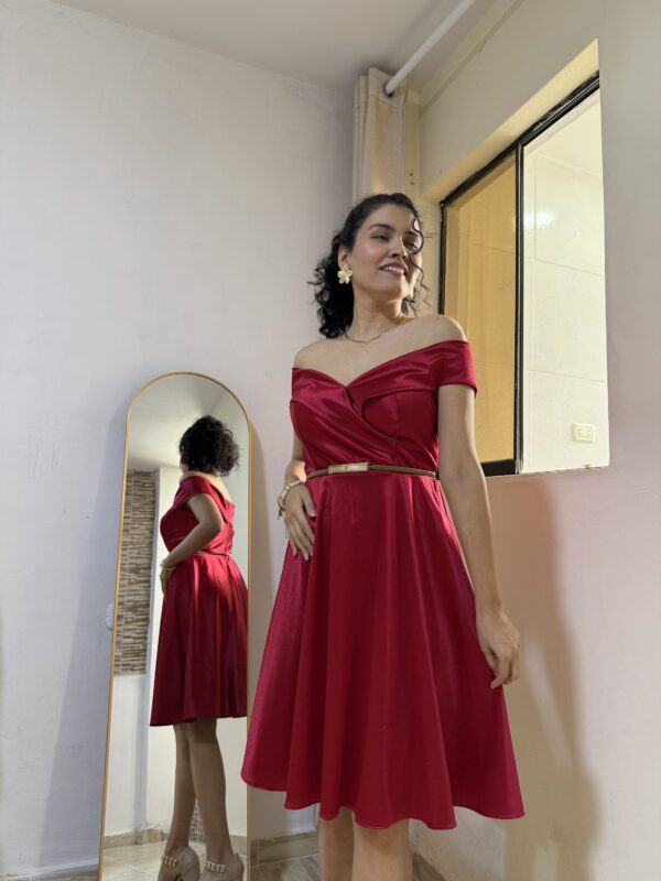 Vestido Olivia satin Rojo vino: imagen 2
