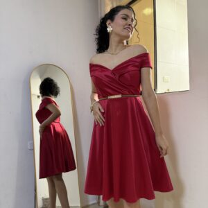 Vestido Olivia satin Rojo vino: imagen 3