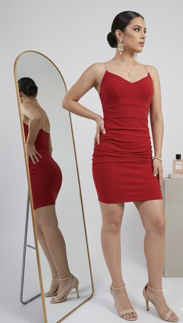 Vestido Rojo Vino Modelo Rose