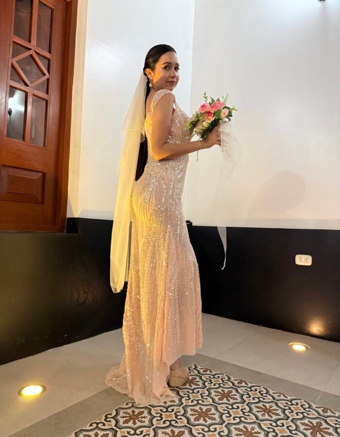 Vestido pedrería civil de novia