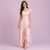 Vestido  corsé satinado Palo Rosa